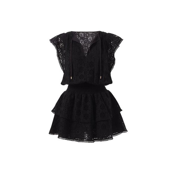 Melissa Odabash Keri Eyelet Minidress - XS Black - Picture 1 of 4
